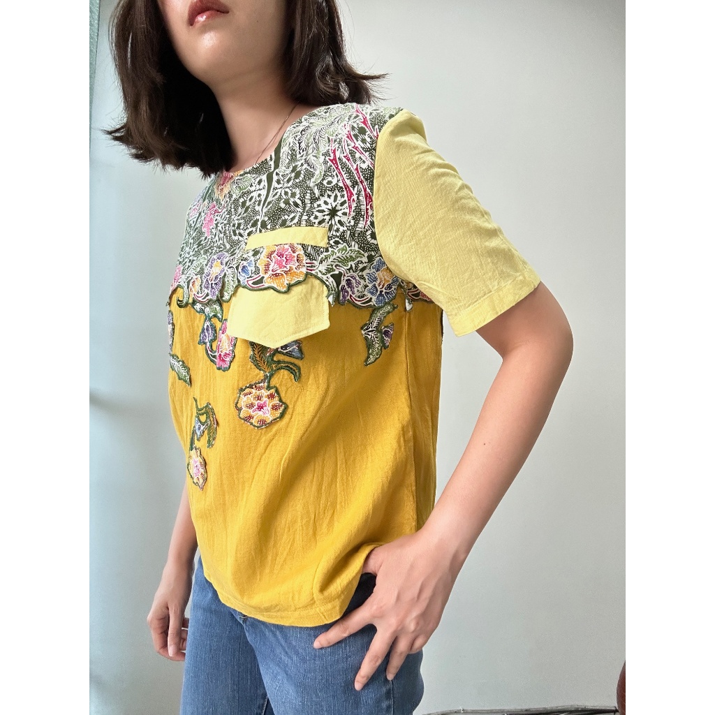 blus batik pekalongan wanita lengan pendek
