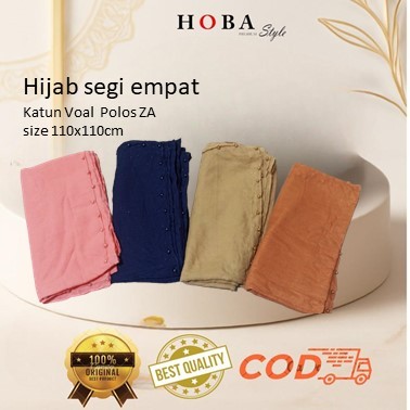 Hoba Style Hijab Katun Voal Polos ZA 110x100cm