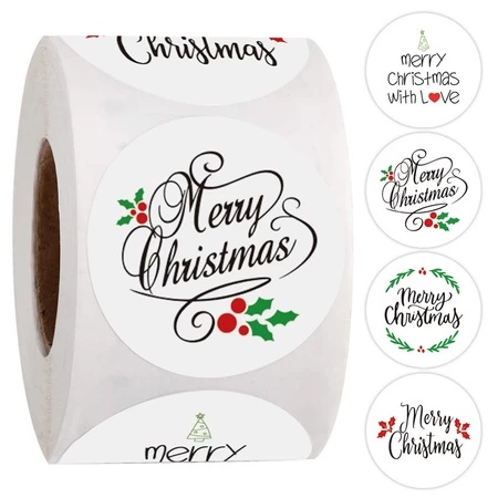 

DekorKue 500 PCS (1 Roll) Stiker Merry Christmas / Sticker Natal Hiasan Hadiah & Souvenir