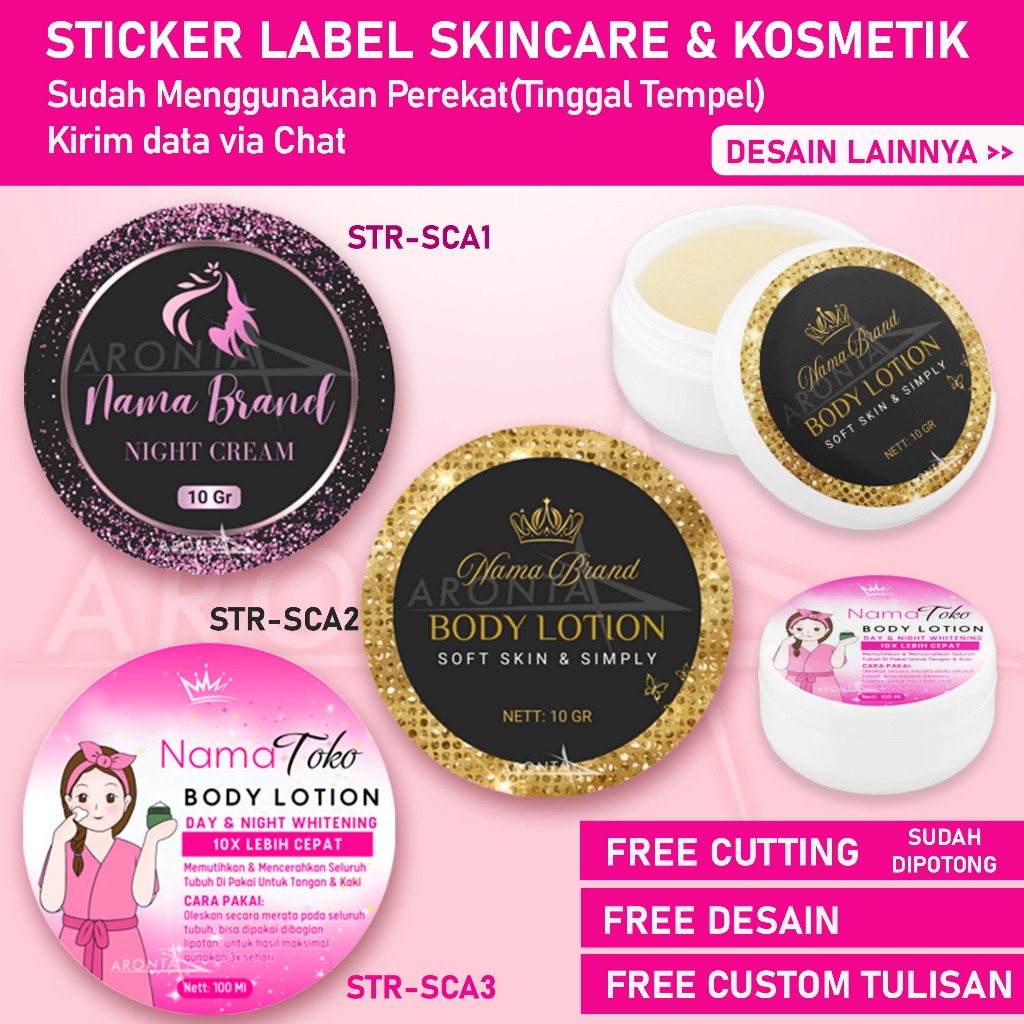 

(PER PACK) Stiker Skincare Custom - Stiker Kosmetik - Sticker Lotion - Stiker Pot Cream - Label HB