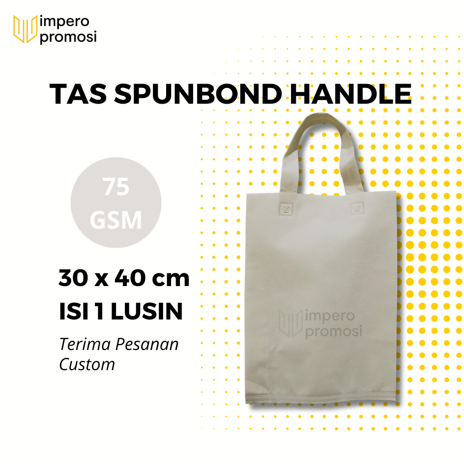 

Impero - GOODIE BAG SPUNBOND HANDLE 30x40 / Harga Lusinan / Kantong Belanja Murah (Krem)