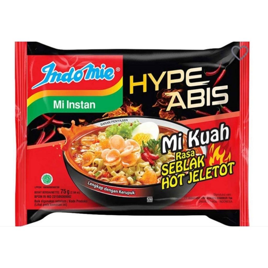 

Indomie Seblak Jeletot 75gr Mie Instan Hot