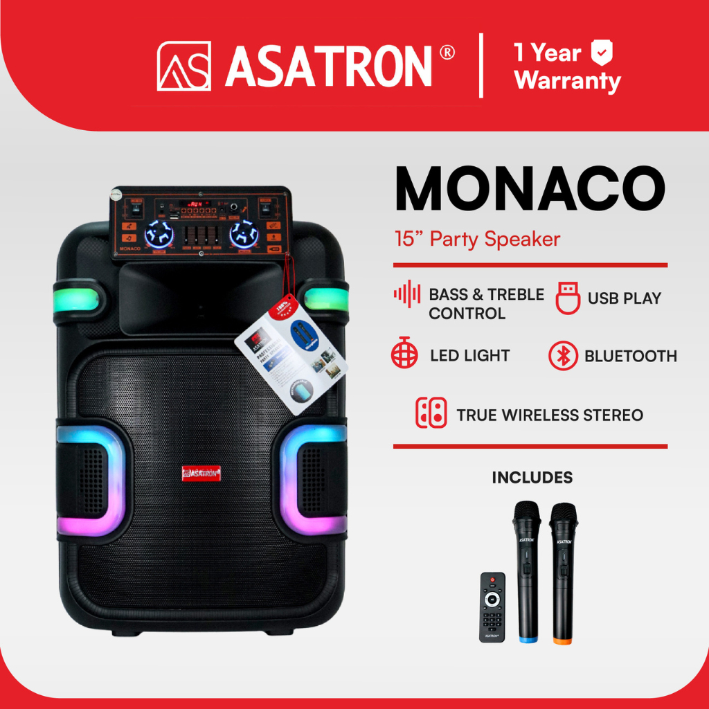 Asatron Monaco 15 Inch Bluetooth Party Speaker