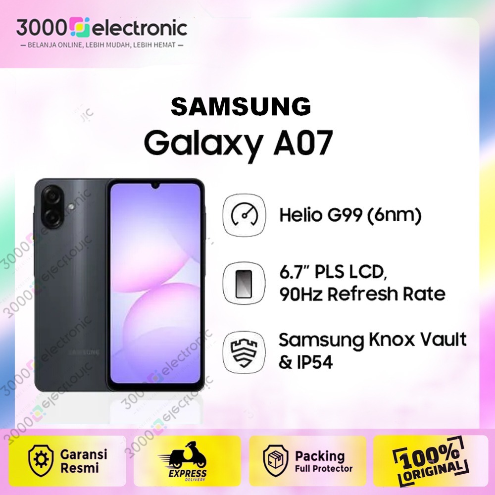 Samsung Galaxy A07 4G/LTE - RAM 4/64GB & 4/128GB - MediaTek Helio G99 | 50MP + 5MP | Layar 90Hz 6.7"