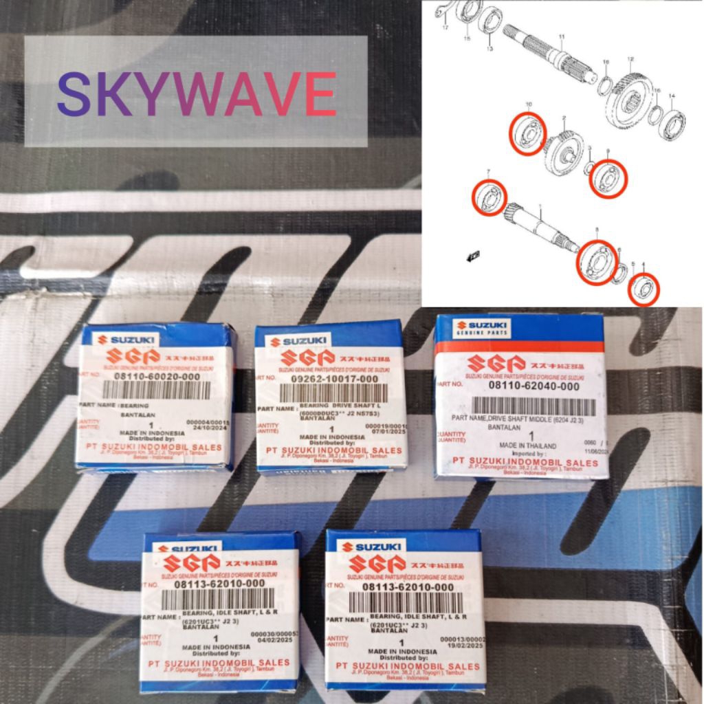 BEARING RASIO SKYWAVE 5ITEM 6002+10017+6201+6204 ORIGINAL SGP 100%