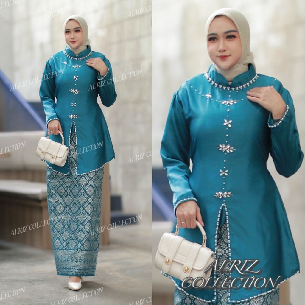 Alana One Set Baju Kurung Melayu Rok Songket Modern Premium Termurah | Atasan Baju Kurung Wanita Ter