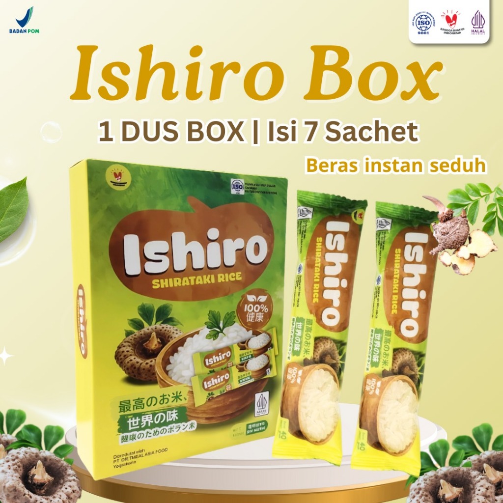 

Beras Porang Shirataki ISHIRO kemasan Dus Box isi 7 Sacet