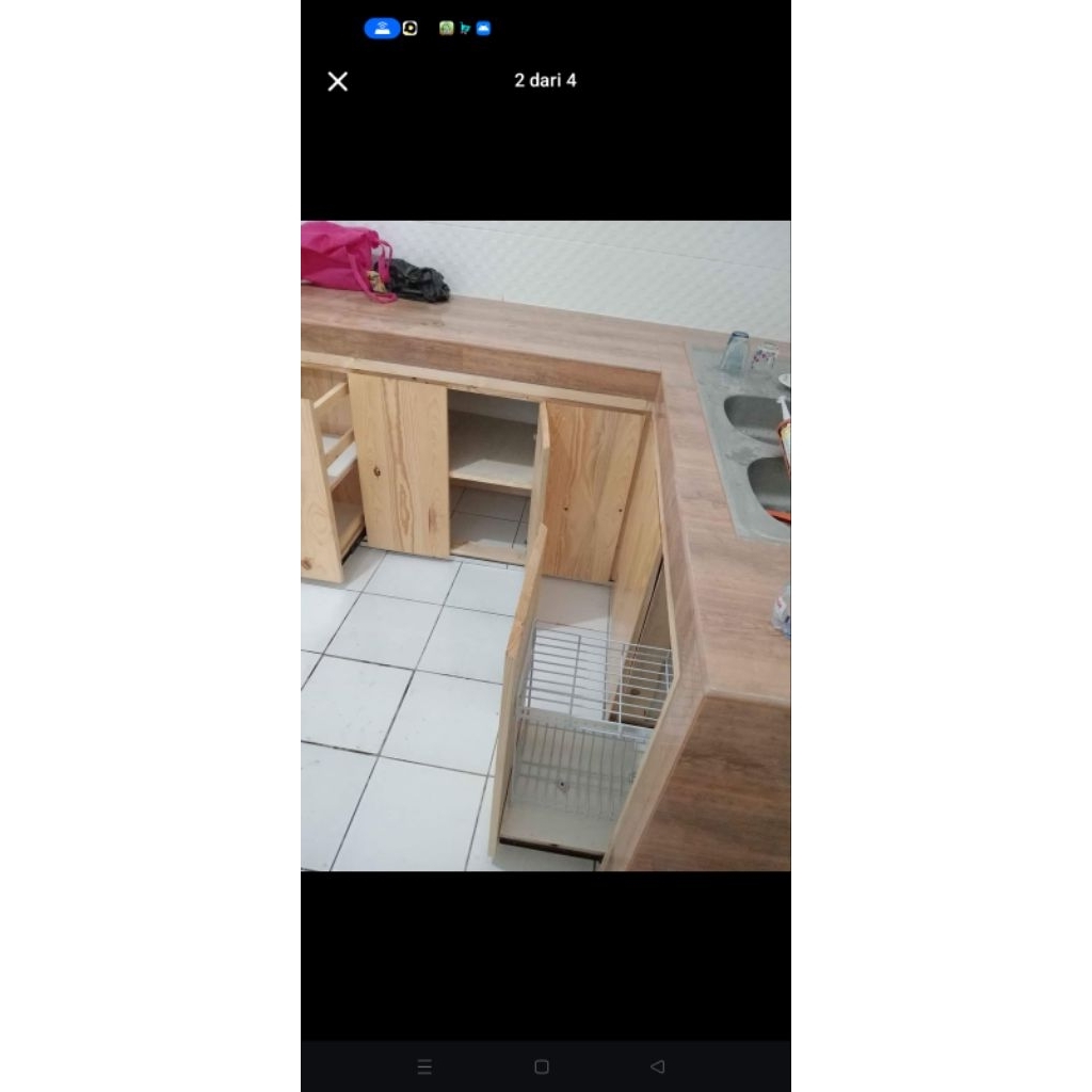 kitchen set bawah minimalis kayu jati Belanda solid finishg harga permiter