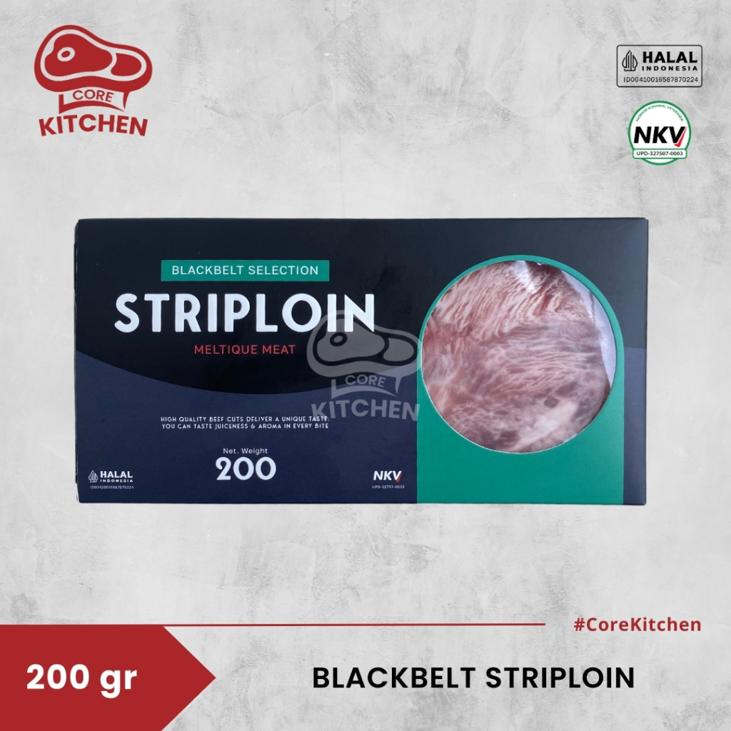 

Blackbelt Striploin Steak Meltique | Daging Steak Sirloin Meltique 200 gram