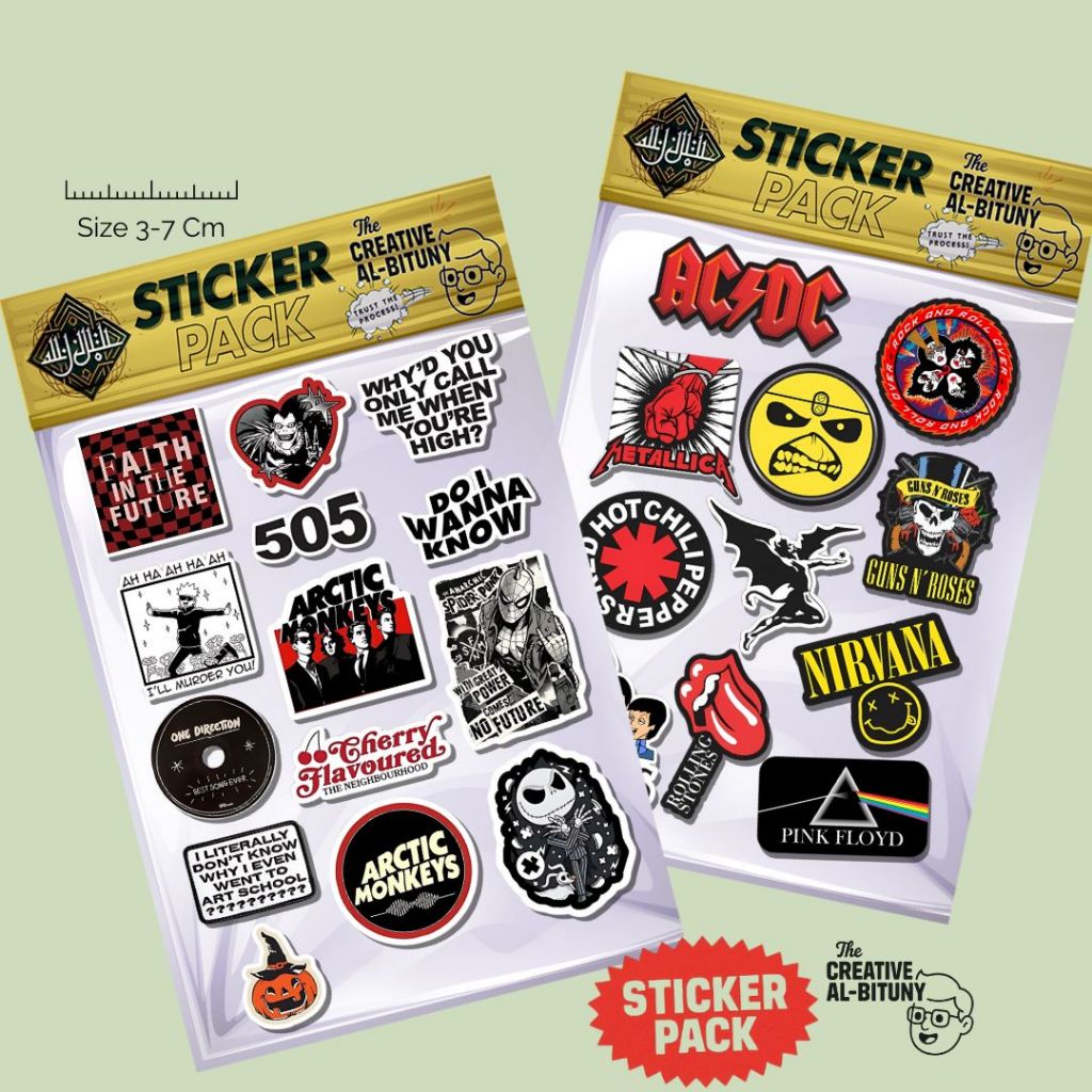 

Sticker Pack Band Rock Vintage - Stiker Nirvana Metallica AC/DC - Rock Music Aesthetic Vol 2