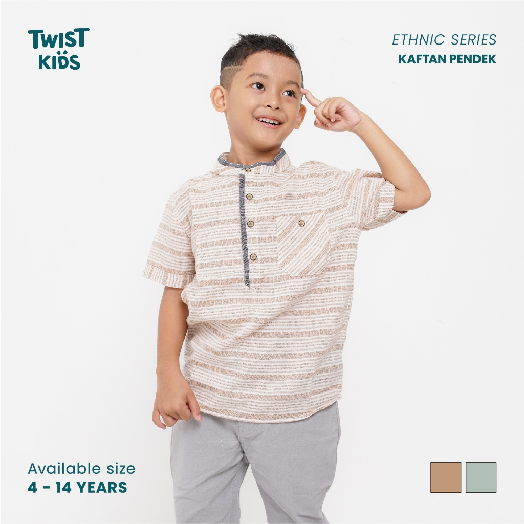 Twist Kids - Aldan NC, Baju Ngaji Kemeja Koko Muslim Lengan Pendek Anak Laki-Laki
