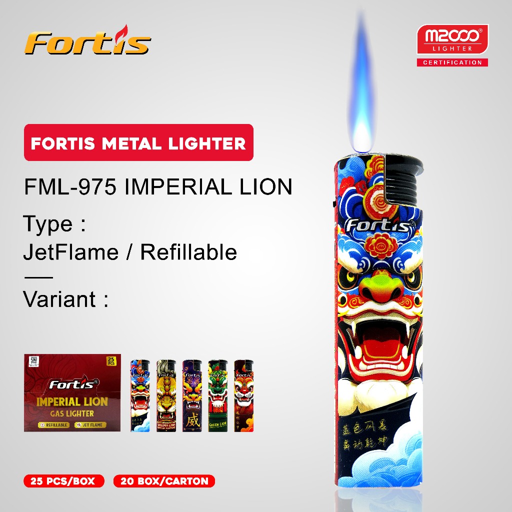 M2000 X Fortis Korek Api Bara JetFlame Refillable / FML-975 Imperial Lion