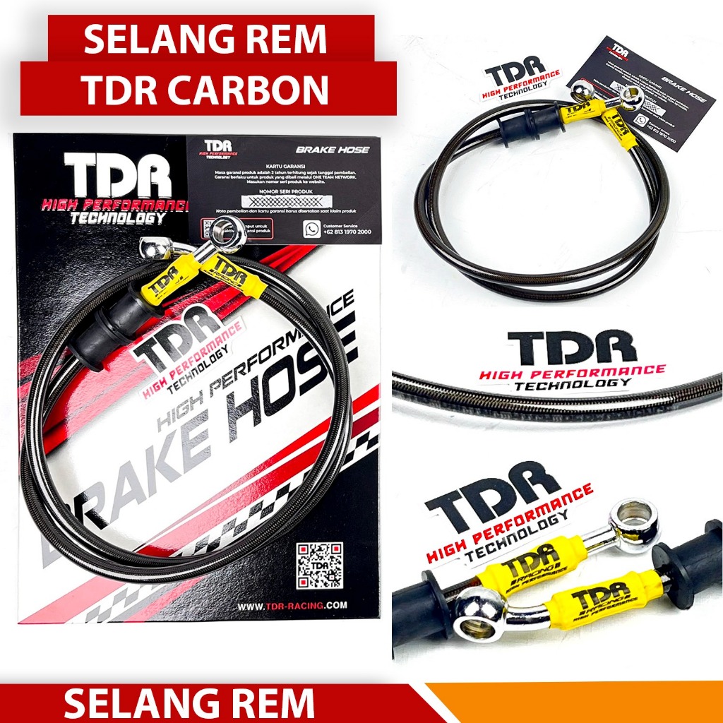 Selang Rem Depan TDR Carbon 76cm 89cm Original Selang Rem TDR CB GL MEGAPRO TIGER NINJA FIZR JUPITER