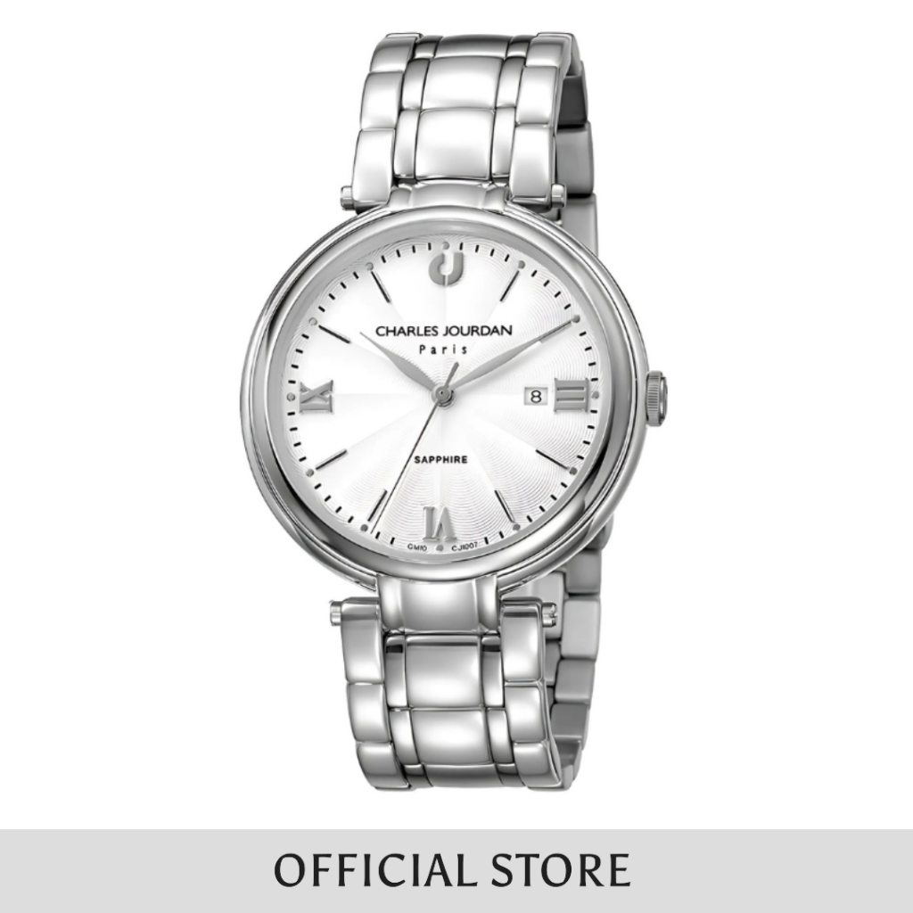 Jam Tangan Pria Charles Jourdan White Dial Men Stainless Steel Strap Analog CJ1007-1313 Original