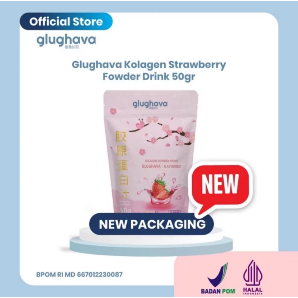 GLUGHAVA GLUTACOLLA COLLAGEN POWDER DRINK STRAWBERRY 50g
