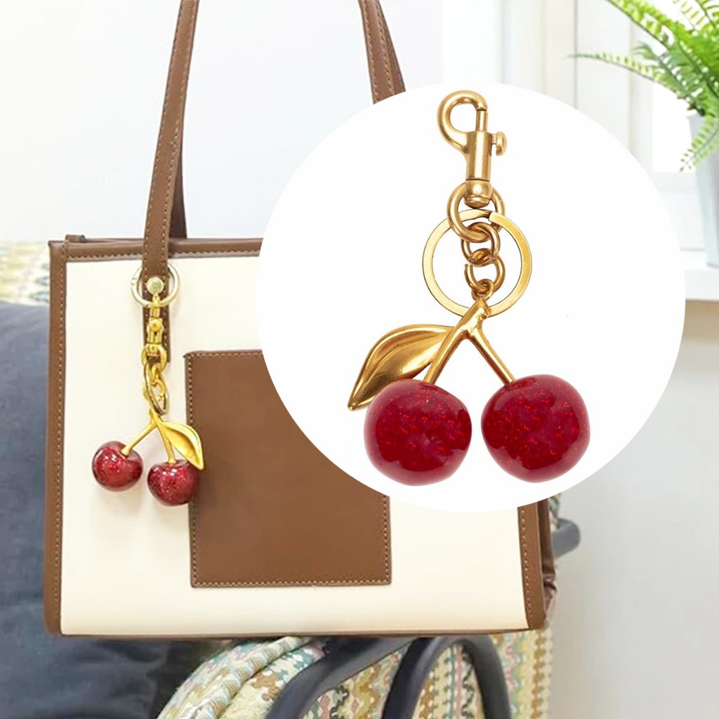 Liontin Ceri Premium Gantungan Kunci Tas Coach/Tangan Wanita Dekorasi Minimalis Kristal Berkilau