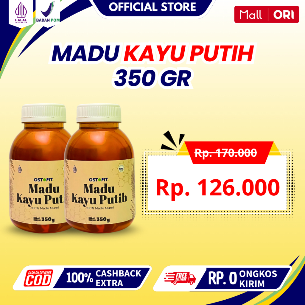 

OSTOFIT Paket 2 Botol Madu Kayu Putih Asli 100% Tanpa Campuran - 350gr per botol