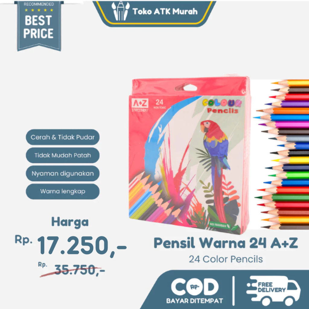 

Pensil Warna Anak 24 Warna Panjang A+Z Color Pencil
