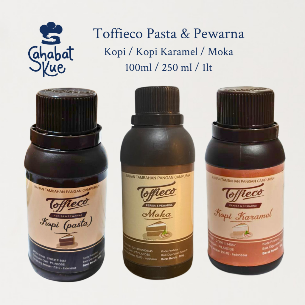 

Toffieco Pasta Kopi / Kopi Karamel / Moka (100ml/250ml/1lt) - (Toffiena) Pasta & Pewarna Makanan