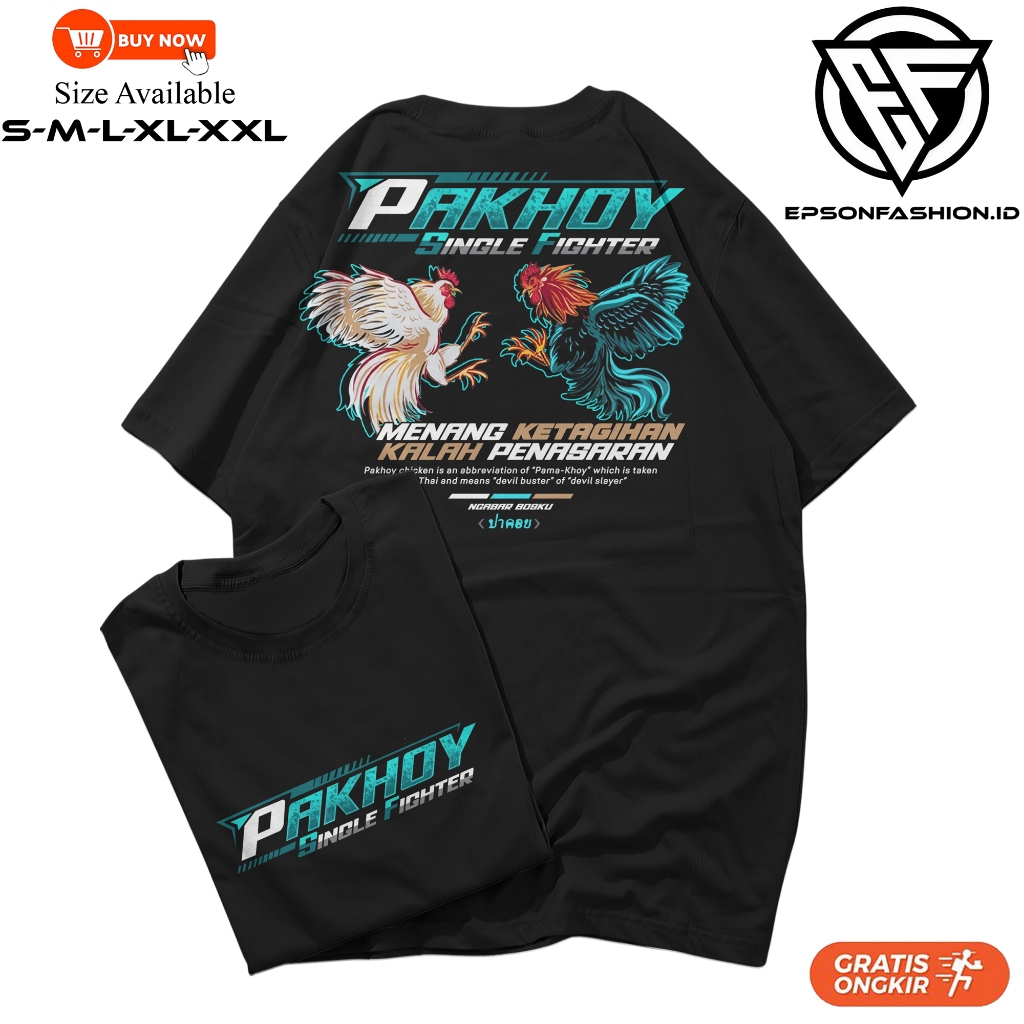Kaos Distro Ayam Petarung Thailand Pama Pakhoy Bangkok Jago / Kaos Dewasa Atasan Cotton Combed