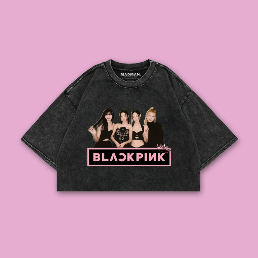 MADMAN Croptee Washed BLACKPINK “BLACKPINK” | Konser KPOP | T-shirt | Kaos Crop | CRP WO BP-13