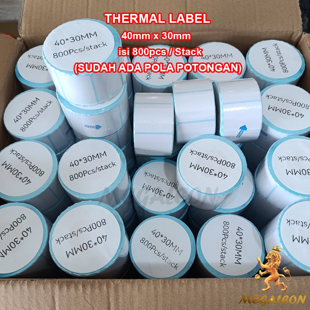 

DUS Label Stiker Thermal 40x30 mm isi 800 pcs WATERPROOF Stiker Label Resi Stiker BARCODE