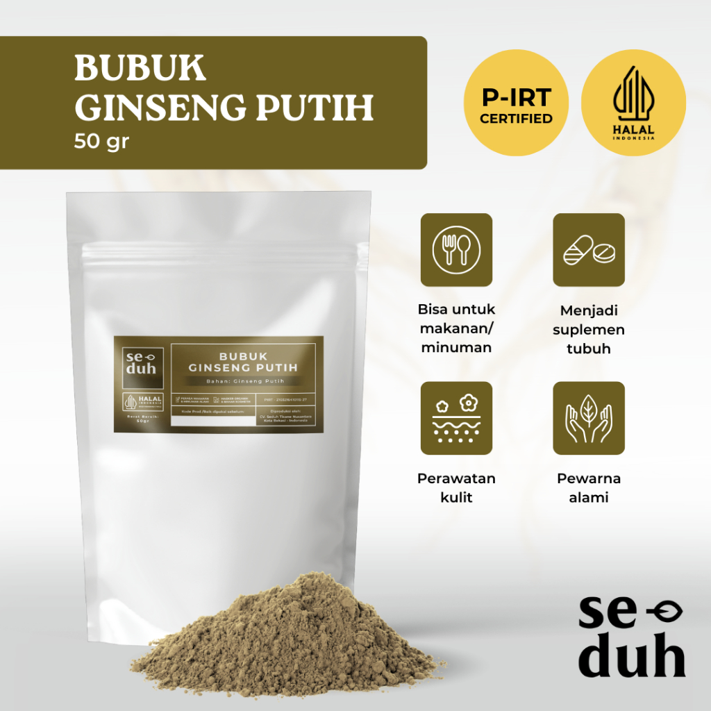 

SEDUH TEA & TISANE | Bubuk Akar Gingseng Putih / White Gingseng Powder / Roots Powder 50 gram