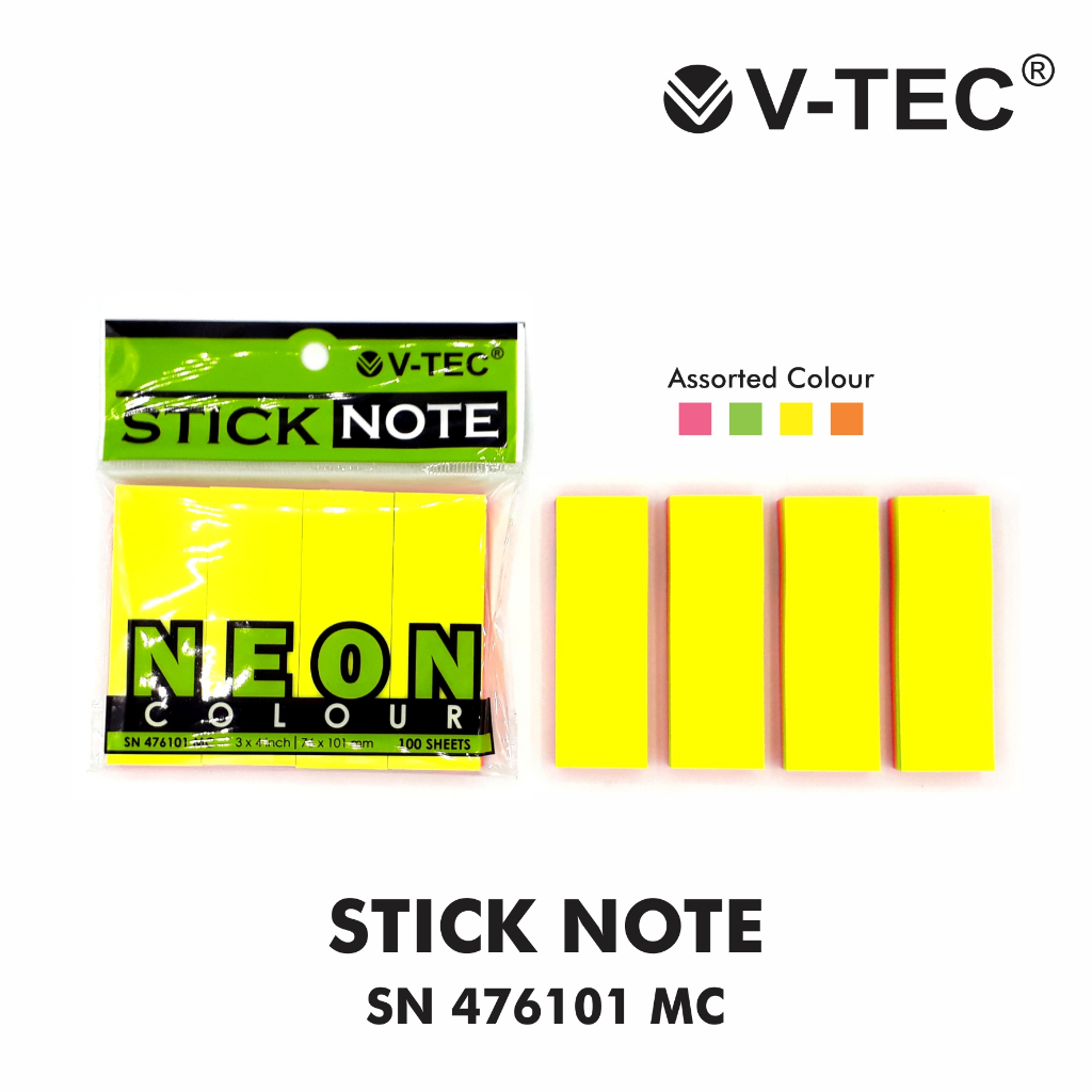 

V-TEC Sticky Notes Isi 100 Lembar 76 x 101 mm / Mini Memopad Memo Sticky Note Kertas Catatan