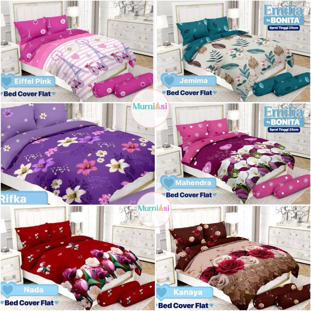 [READY] BEDCOVER SET EMILIA FLAT BY BONITA UK 180x200 Tinggi 25/ BEDCOVER BONITA/ Bonita/ Bedcover S