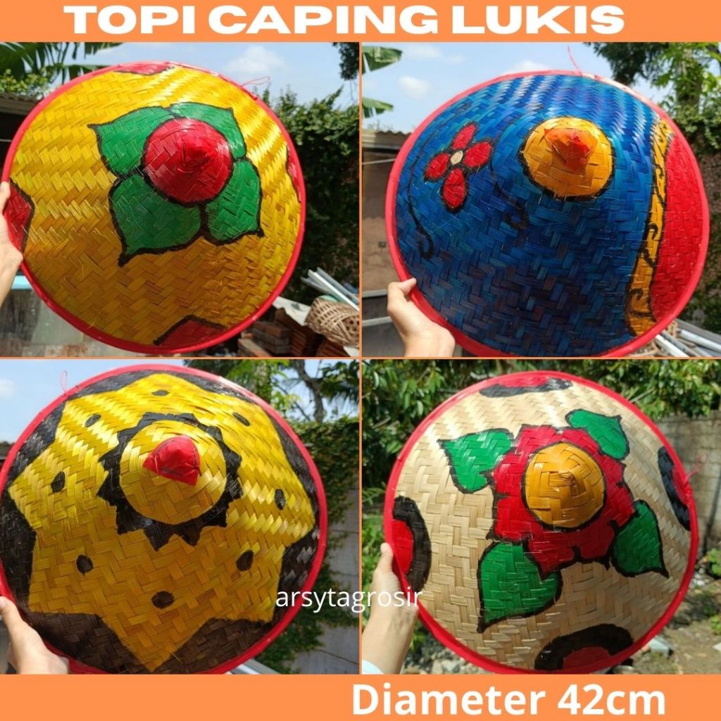 Topi caping petani jumbo - topi caping petani lukis unik