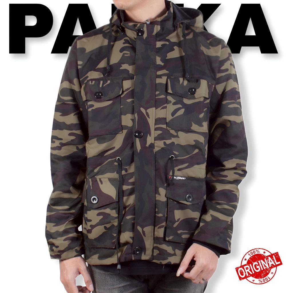 Parka Jaket Loreng army pria Original Flower Country
