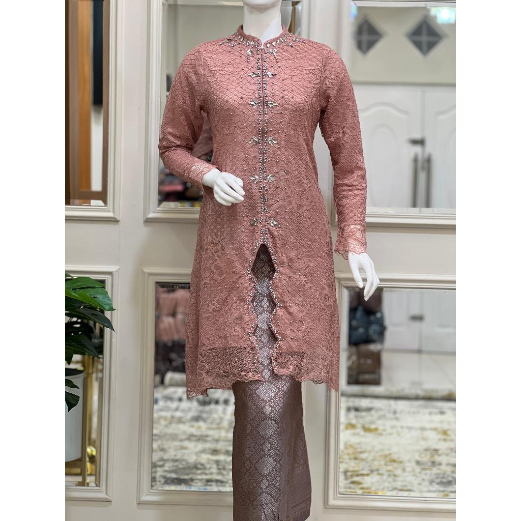 HN MODE - Setelan kebaya tunik brokat ziq zaq dengan payet exlusive mix rok songket / Baju kebaya pa