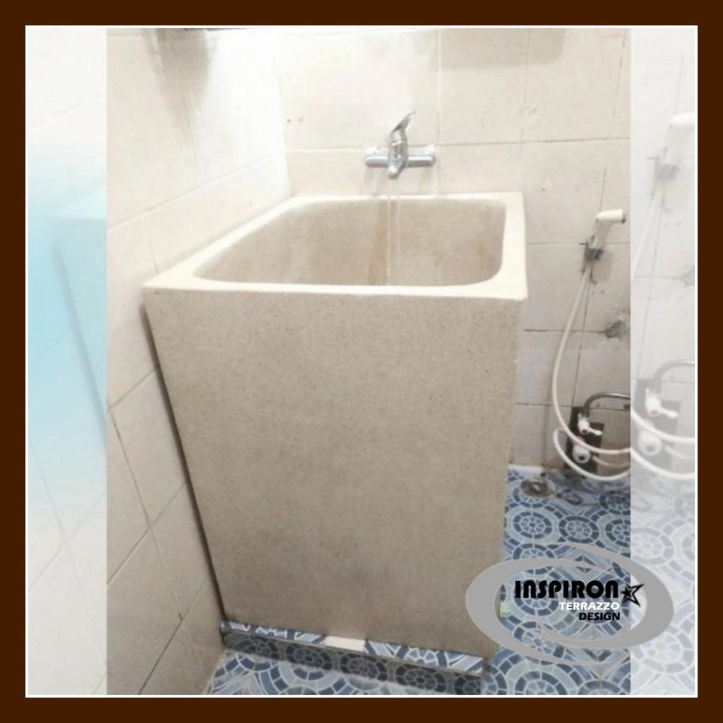 Bak mandi kotak teraso | Bak air terrazzo minimalis