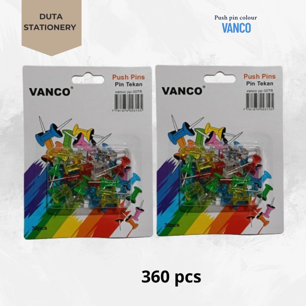 

1 BOX PUSH PIN VANCO COLOUR || PAKU MADING 360 PCS