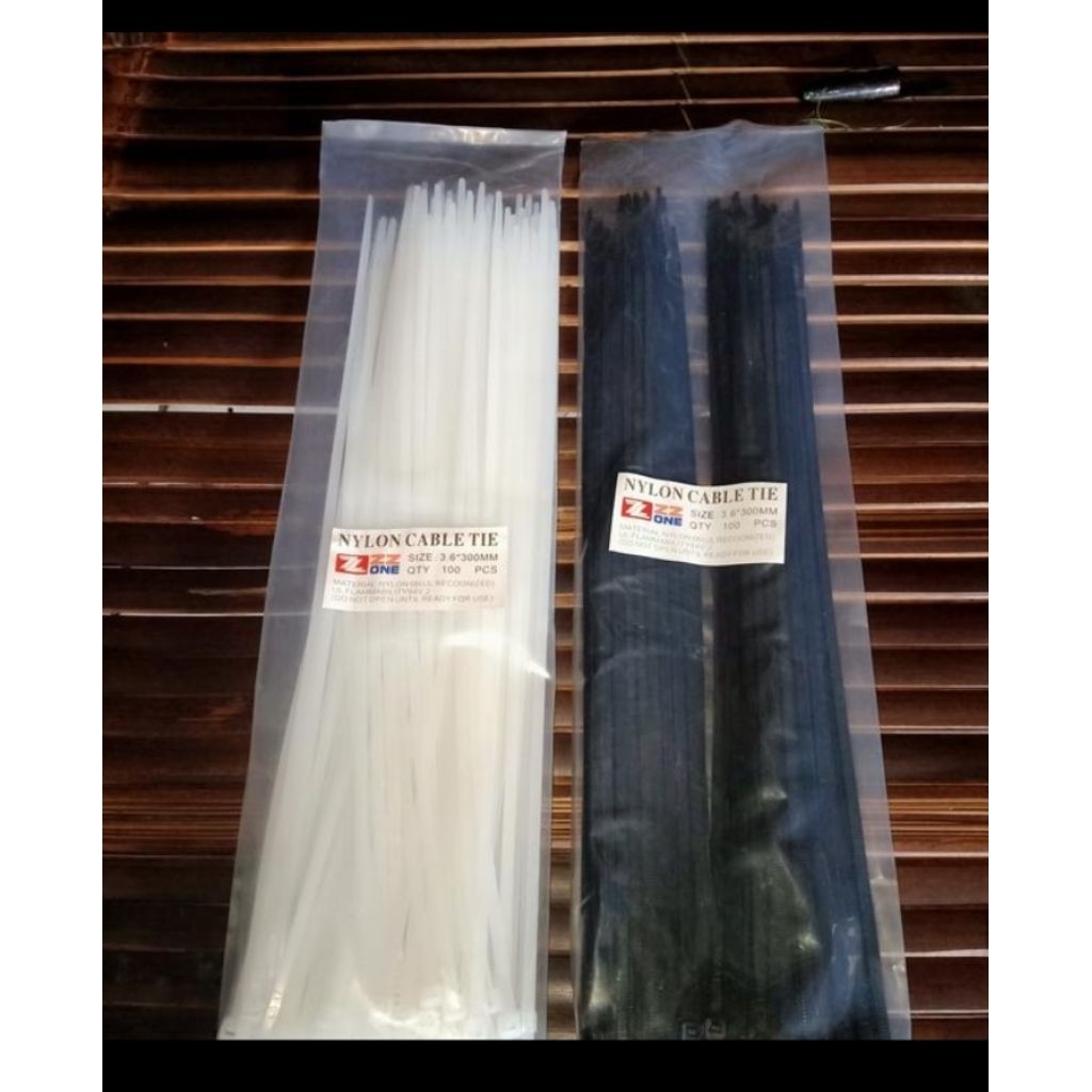 

cable ties 3,6x300 mm isi 100 pcs hitam putih harga sama kabel tiee