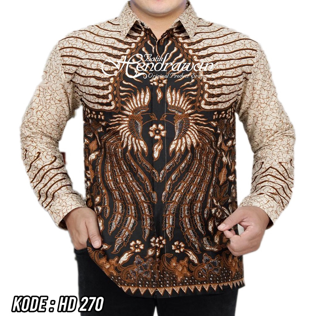 Batik Hendrawan Kemeja Batik Pria Solo Modern Lengan Panjang Lapis Furing Bahan Katun Premium HD 270