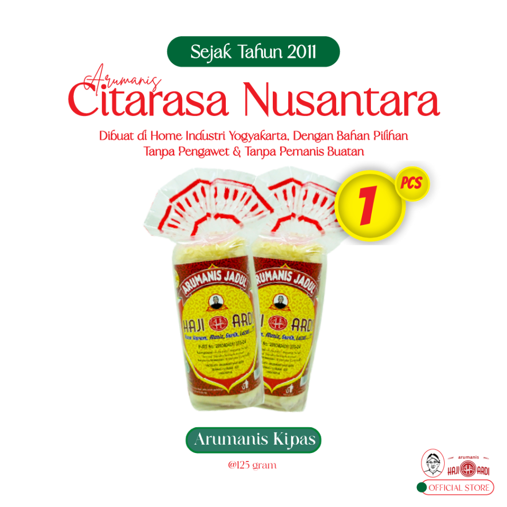 

Arumanis Haji Ardi Kemasan Kipas (125g) - Jajanan Rambut Nenek Arumanis Arbanat Tanpa Pengawet dan Pemanis