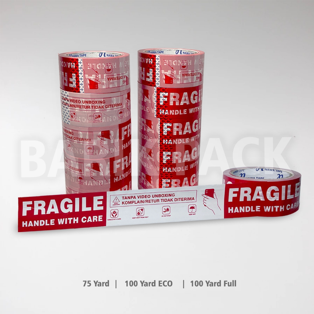 

Lakban Fragile Unboxing / Isolasi Lakban / Solasi Lakban Fragile Unboxing Per Slop 6 Pcs