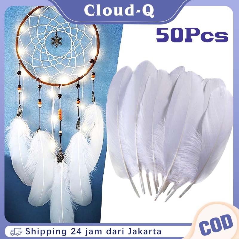50 Pcs Bulu Angsa Putih / Bulu Angsa Sayap Panjang Ornamen / Bulu Angsa Aksesoris