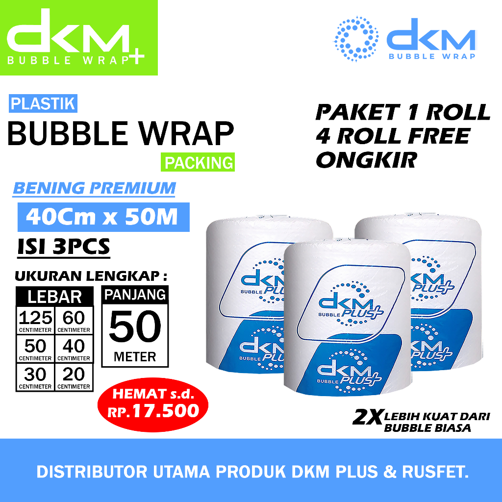 

Plastik Bubble Wrap 40 cm X 50m Dkm Plus Bubblewrap Premium Roll Packing 125cm X 50m Paket 1 Roll