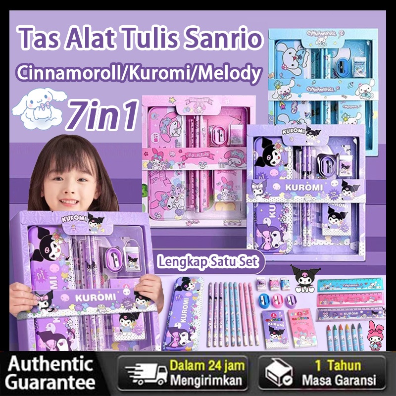 

✨COD✨ KEROH Set Hadiah Stationery Anak Cinnamoroll Kuromi Melody 7 in 1 - Kotak Pensil Karakter Lucu dengan Perlengkapan Sekolah Lengkap untuk Anak SD