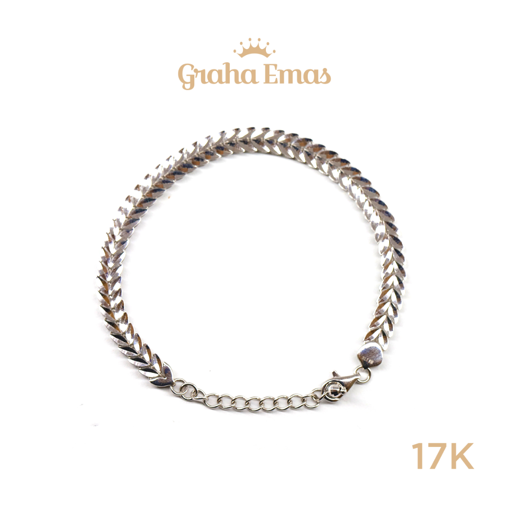 Graha Emas Gelang Emas Putih Bentuk 17K - White Gold Model Bracelet 17 Carat M1074