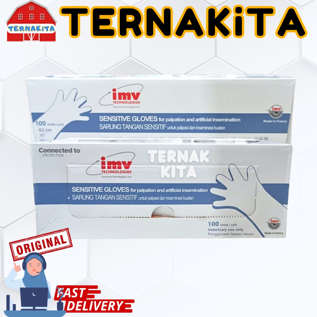 GLOVE IB IMV IMPORT 5 JARI 100 Biji - Sarung Plastik Inseminasi Buatan Palpasi Rectal AI