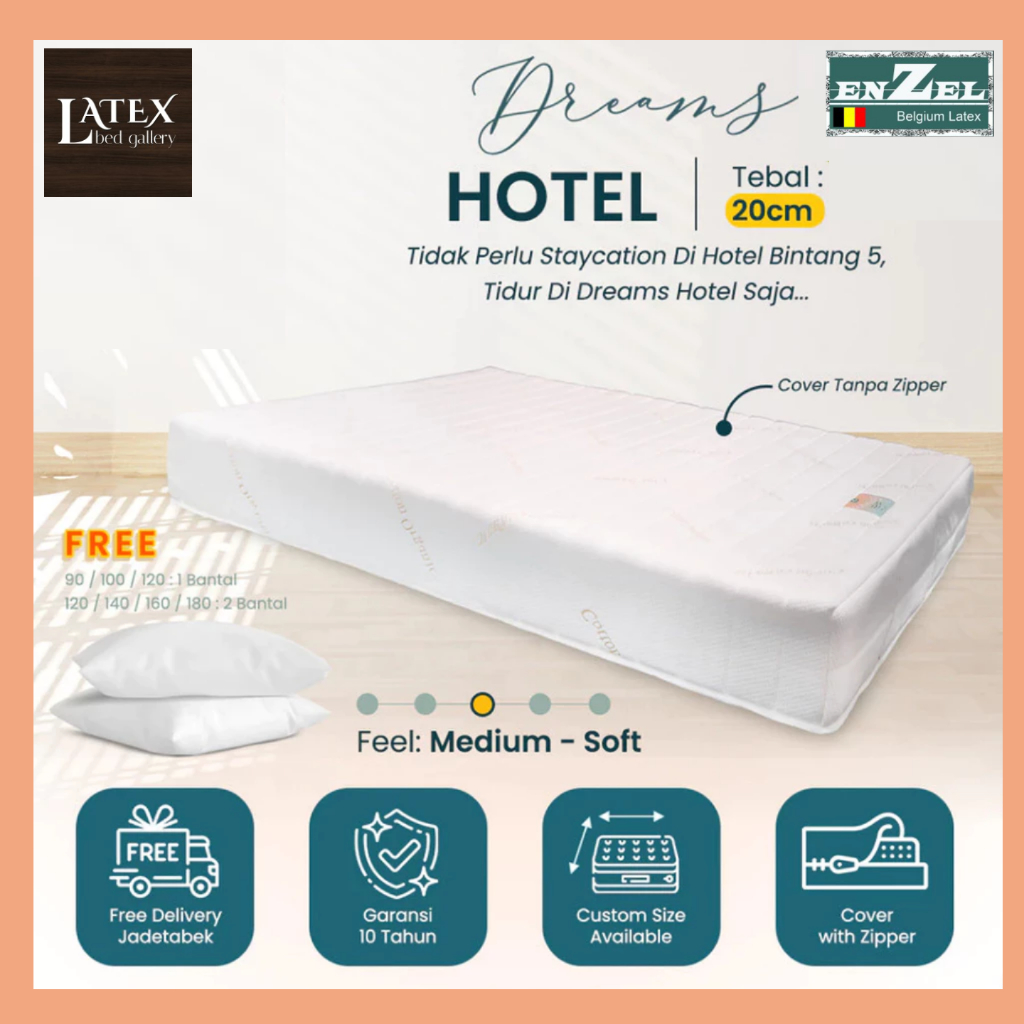 Kasur Latex Dreams Hotel 20Cm Uk. 90x200 - 200x200cm - Kasur Kesehatan - Kasur Orthopedic