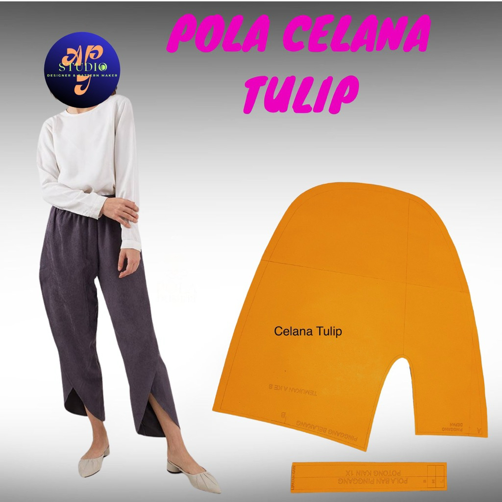 Pola celana tulip Belajar jahit Pola Instan Pola jahit RJI