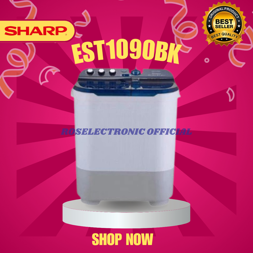 Mesin Cuci SHARP 2 Tabung EST1090BK 10 KG//EST-1090-BK/EST 1090BK/ SHARP MURAH// ORIGINAL BERGARANSI