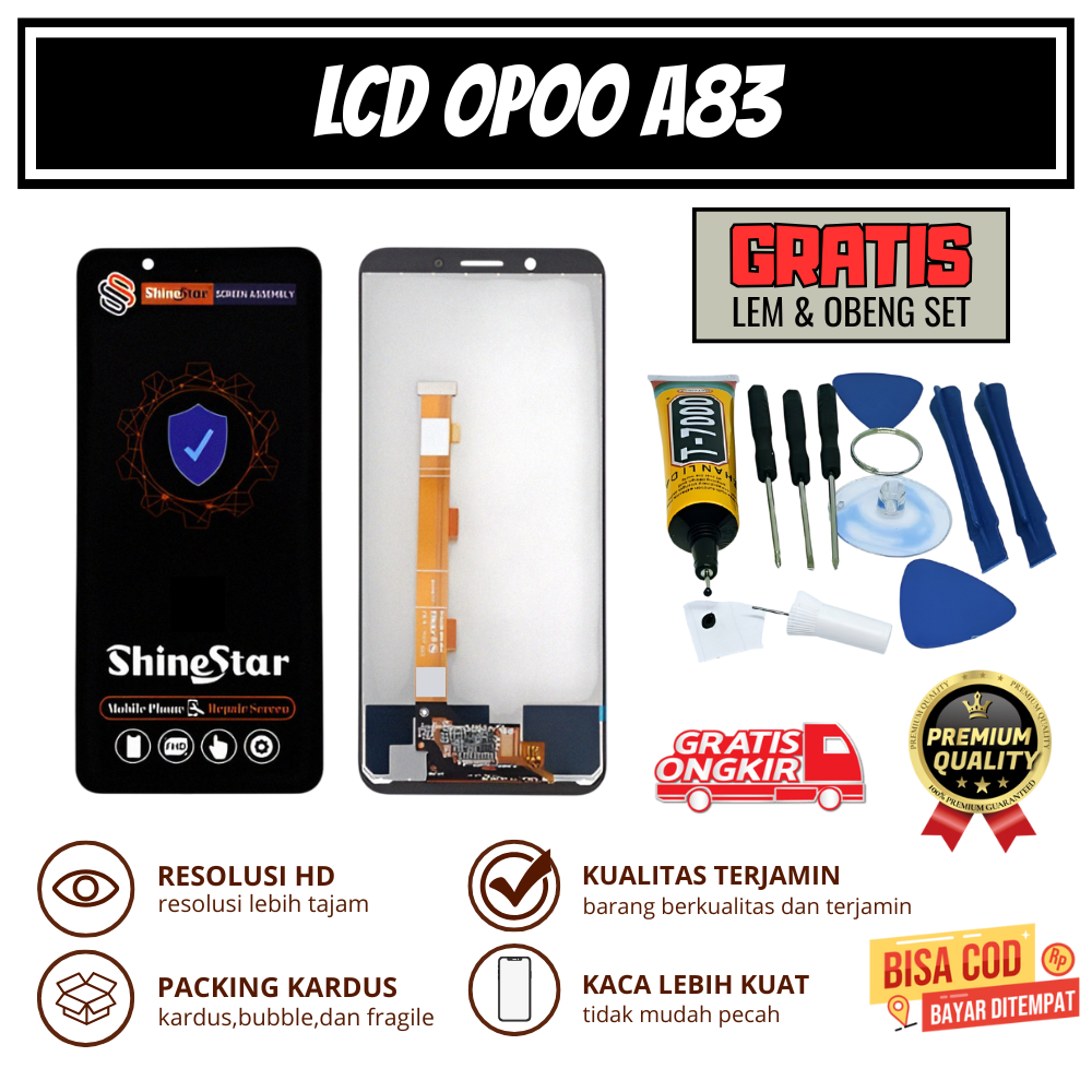 LCD OPPO A83 BLACK ORIGINAL + TOUCHSCREEN || GRATIS 1 SET OBENG & LEM || SHINESTAR