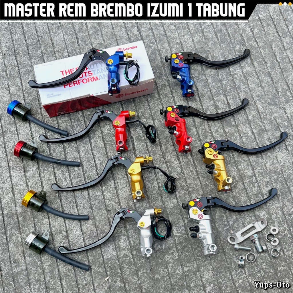 MASTER REM IZUMI RCS 19 BLACK SERIES SET HANDLE LIPAT KIRI KANAN 1 TABUNG + DUDUKAN SPION SWITCH REM