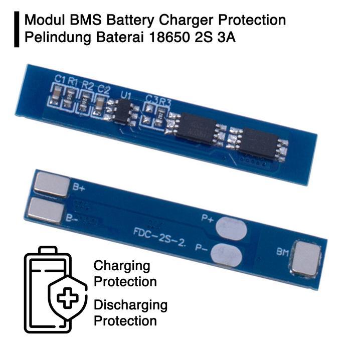 Modul BMS Battery Charger Protection Pelindung Baterai 18650 2S 3A 8A