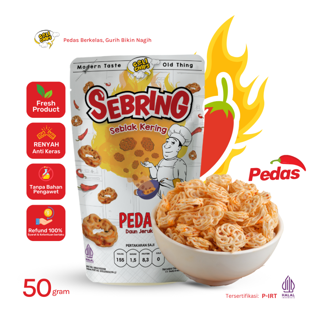 

GELICHIPS - Seblak Kering (SEBRING) Mawar Pedas Daun Jeruk Gurih Renyah 50gr